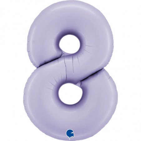 Ballon aluminium chiffre 8 Parme pastel Satin Lilac 40inc Grabo