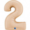 Ballon aluminium chiffre 2 Nude mat Satin Nude 40inc Grabo