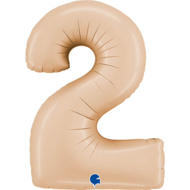 Ballon aluminium chiffre 2 Nude mat Satin Nude 40inc Grabo
