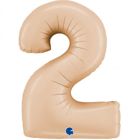 Ballon aluminium chiffre 2 Nude mat Satin Nude 40inc Grabo