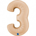 Ballon aluminium chiffre 3 Nude mat Satin Nude 40inc Grabo