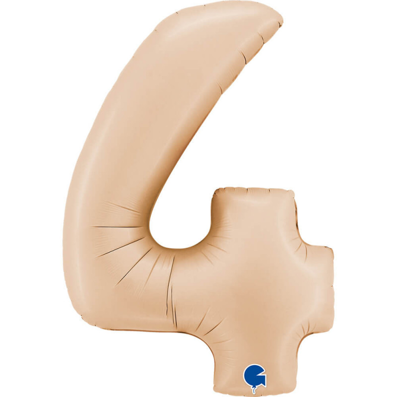 Ballon aluminium chiffre 4 Nude mat Satin Nude 40inc Grabo