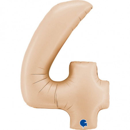 Ballon aluminium chiffre 4 Nude mat Satin Nude 40inc Grabo