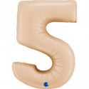 Ballon aluminium chiffre 5 Nude mat Satin Nude 40inc Grabo