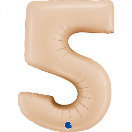 Ballon aluminium chiffre 5 Nude mat Satin Nude 40inc Grabo