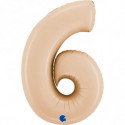 Ballon aluminium chiffre 6 Nude mat Nude 40inc Grabo