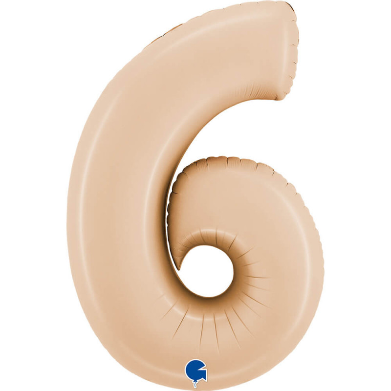 Ballon aluminium chiffre 6 Nude mat Nude 40inc Grabo