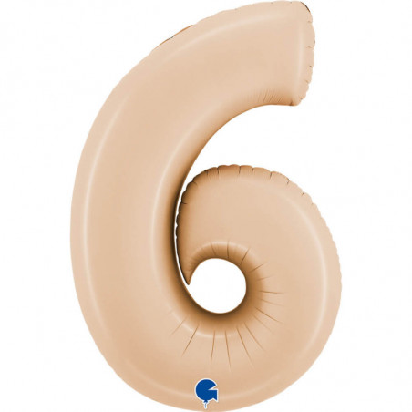 Ballon aluminium chiffre 6 Nude mat Nude 40inc Grabo