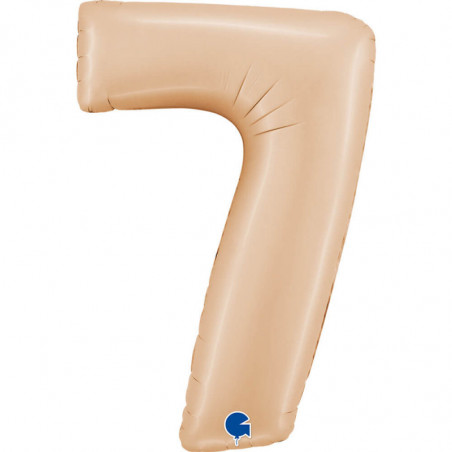 Ballon aluminium chiffre 7 Nude mat Satin Nude 40inc Grabo