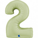 Ballon aluminium chiffre 2 Vert eucalyptus Mat Satin Olive Green 40inc Grabo