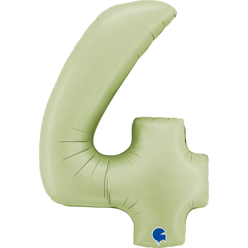 Ballon aluminium chiffre 4 Vert eucalyptus mat Satin Olive Green 40inc Grabo