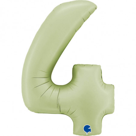 Ballon aluminium chiffre 4 Vert eucalyptus mat Satin Olive Green 40inc Grabo