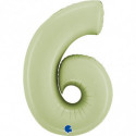 Ballon aluminium chiffre 6 Vert eucalyptus mat Satin Olive Green 40inc Grabo