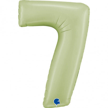 Ballon aluminium chiffre 7 Vert eucalyptus mat Satin Olive Green 40inc Grabo