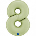 Ballon aluminium chiffre 8 Vert eucalyptus Mat Satin Olive Green 40inc Grabo