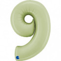 Ballon aluminium chiffre 9 Vert eucalyptus mat Satin Olive Green 40inc Grabo