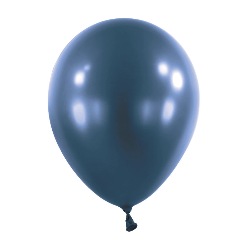 Ballons latex  5" ROND - 13CM - Bleu marine nacré Metallic Navy Flag Blue Anagram