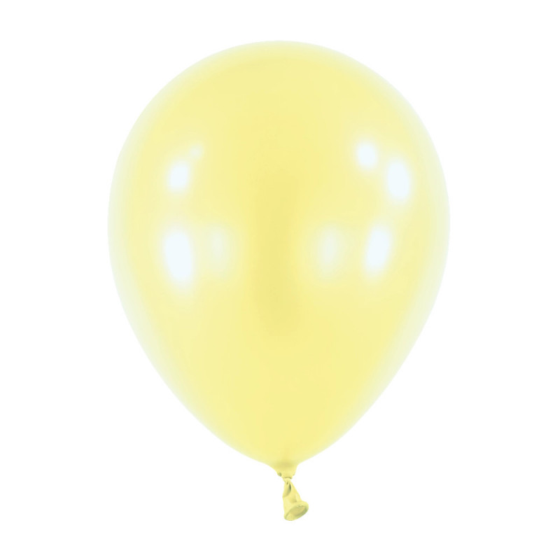 Ballons latex 11" ROND - 28CM - Jaune pastel nacré Pearl Light Yellow