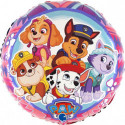 Ballon Alu Rond Pat Patrouille Rose et Multicolore – Grabo