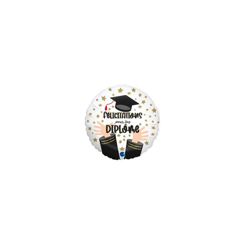 Ballon aluminium rond “Félicitations pour ton diplôme” - Grabo