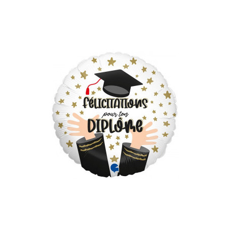 Ballon aluminium rond “Félicitations pour ton diplôme” - Grabo