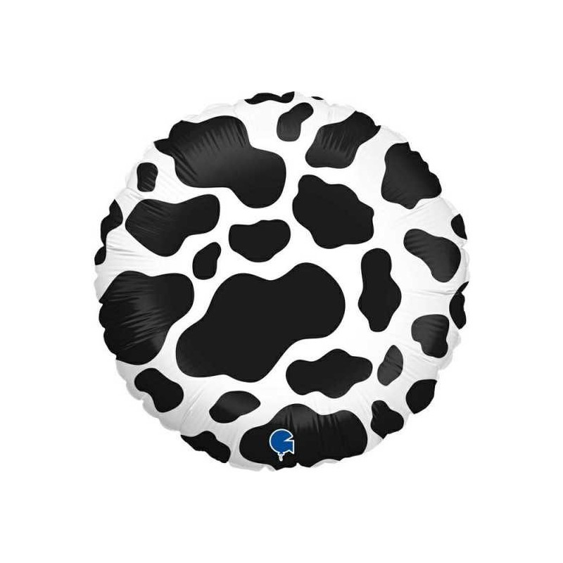 Ballon Alu Rond Motifs Vache Noir & Blanc 45 cm – Grabo
