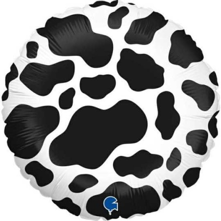 Ballon Alu Rond Motifs Vache Noir & Blanc 45 cm – Grabo