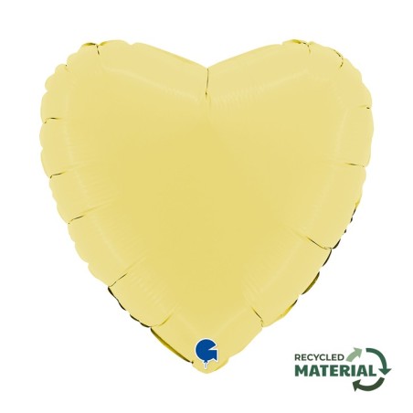 Ballon Alu Cœur Jaune Pastel – 18" – Grabo