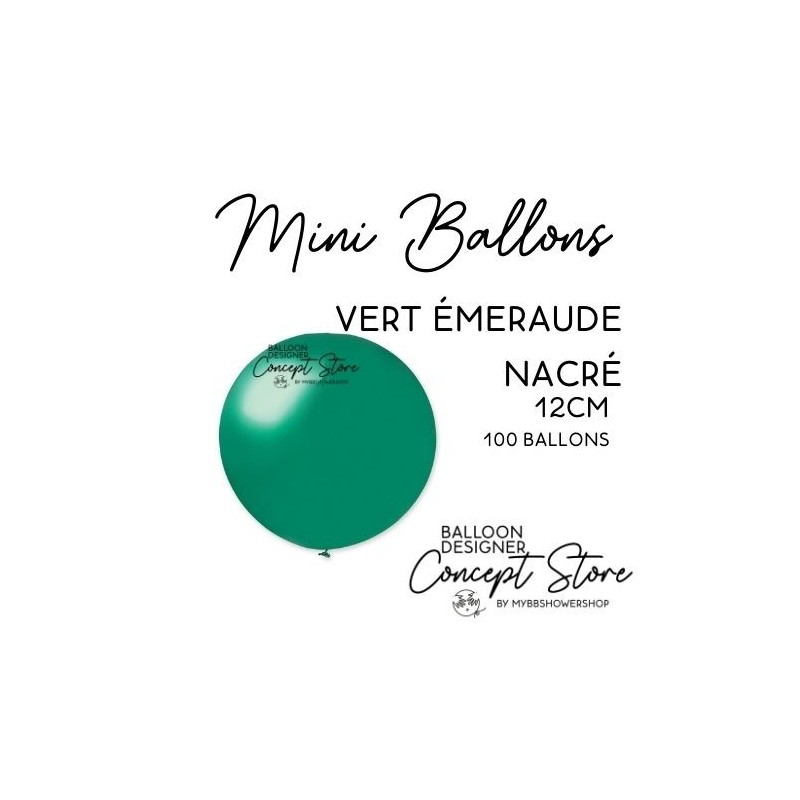 Mini Ballons Latex 5" – 12 cm Vert Émeraude Nacré
