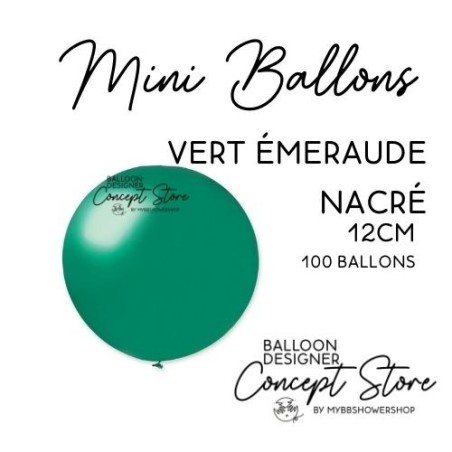 Mini Ballons Latex 5" – 12 cm Vert Émeraude Nacré