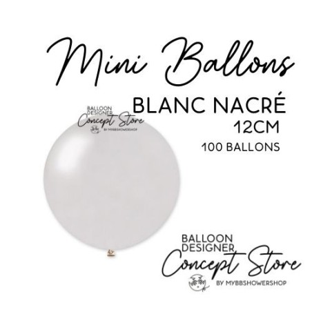 Mini Ballons Latex 5" – 12 cm Blanc Nacré