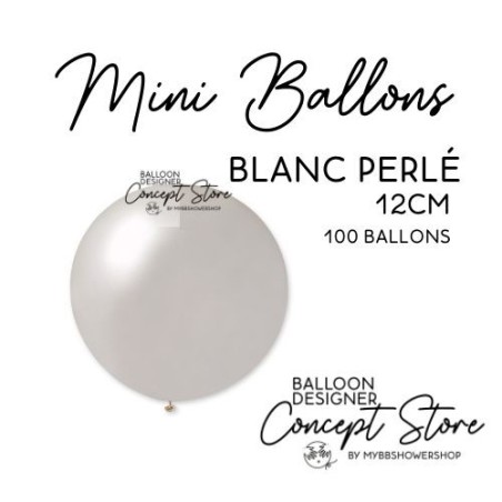 Mini Ballons Latex 5" – 12 cm Blanc Perlé