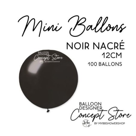 Mini Ballons Latex 5" – 12 cm Noir Nacré
