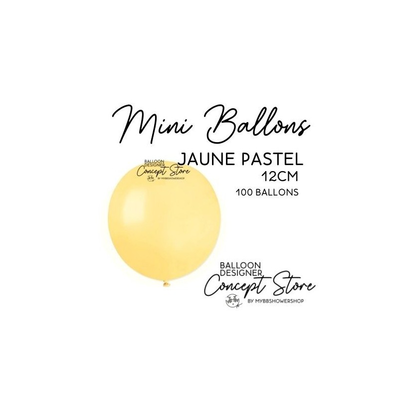 Mini Ballons Latex 5" – 12 cm Jaune Pastel