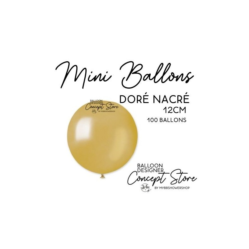 Mini Ballons Latex 5" – 12 cm Doré Nacré