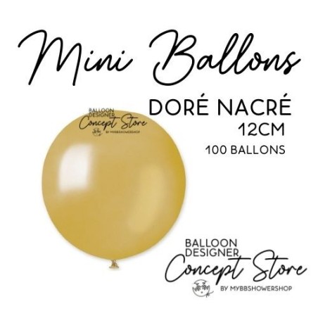Mini Ballons Latex 5" – 12 cm Doré Nacré