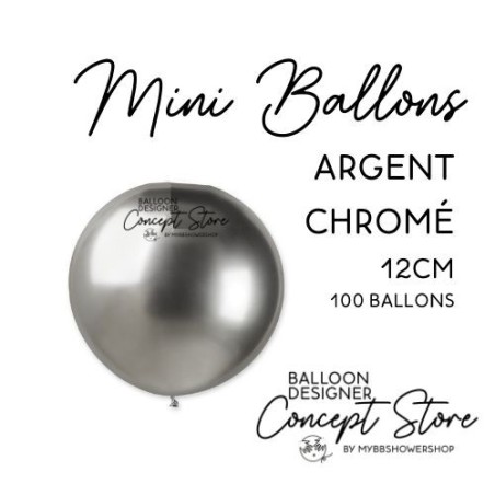 Mini Ballons Latex 5" – 12 cm Argent Chromé