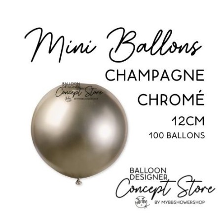 Mini Ballons Latex 5" – 12 cm Champagne Chromé