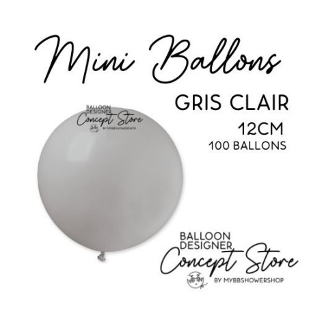 Mini Ballons Latex 5" – 12 cm Gris Clair