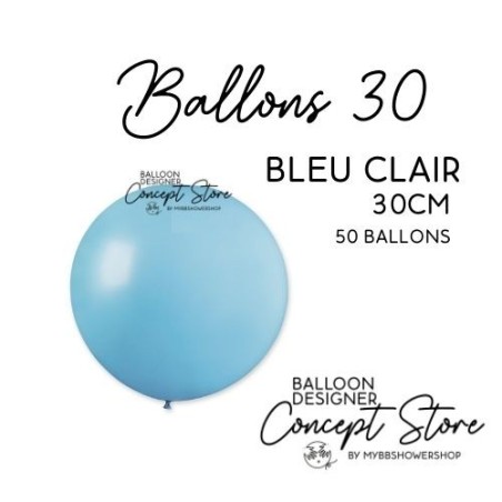 Ballons Latex 11" – 30 cm Bleu Clair Pastel