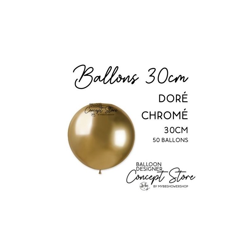 Ballons Latex 11" – 30 cm Doré Chromé