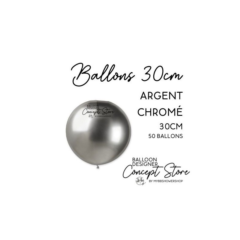 Ballons Latex 11" – 30 cm Argent Chromé