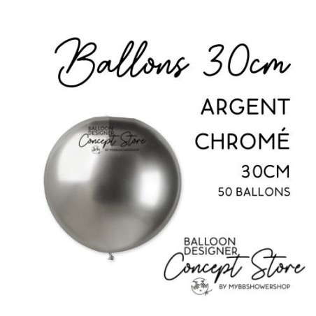 Ballons Latex 11" – 30 cm Argent Chromé