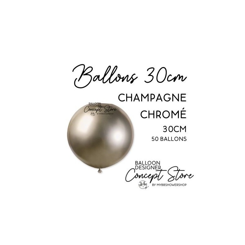 Ballons Latex 11" – 30 cm Champagne Chromé