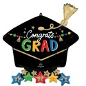 Ballon Alu SuperShape Chapeau Graduation Étoiles Multicolores – Anagram – 66 x 66 cm