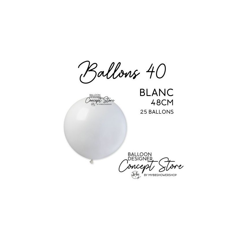 Ballons Latex 19" – 40 à 48 cm Blanc