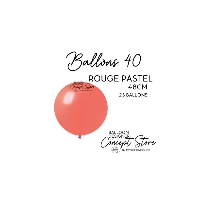 Ballons Latex 19" – 40 à 48 cm Rouge Pastel