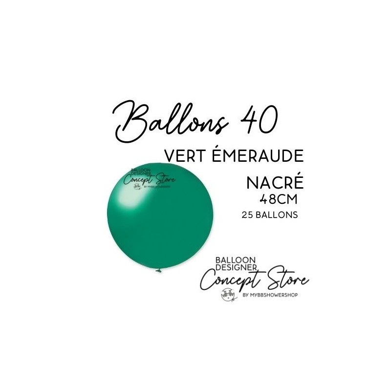 Ballons Latex 19" – 40 à 48 cm Vert Émeraude Nacré