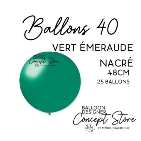 Ballons Latex 19" – 40 à 48 cm Vert Émeraude Nacré