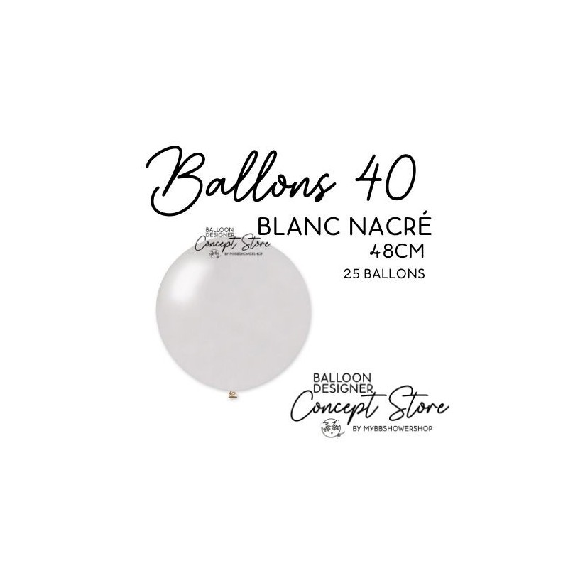 Ballons Latex 19" – 40 à 48 cm Blanc Nacré